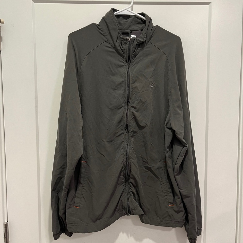 Nike Mens Full Zip Windbreaker Jacket Charcoal Grey Mesh Lined Y2K Size Large
